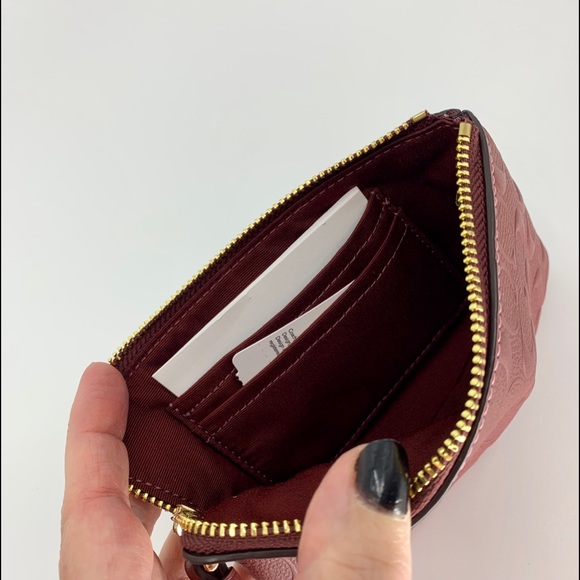 Coach Red Embossed Signature Leather Wristlet - Picture 2 of 2